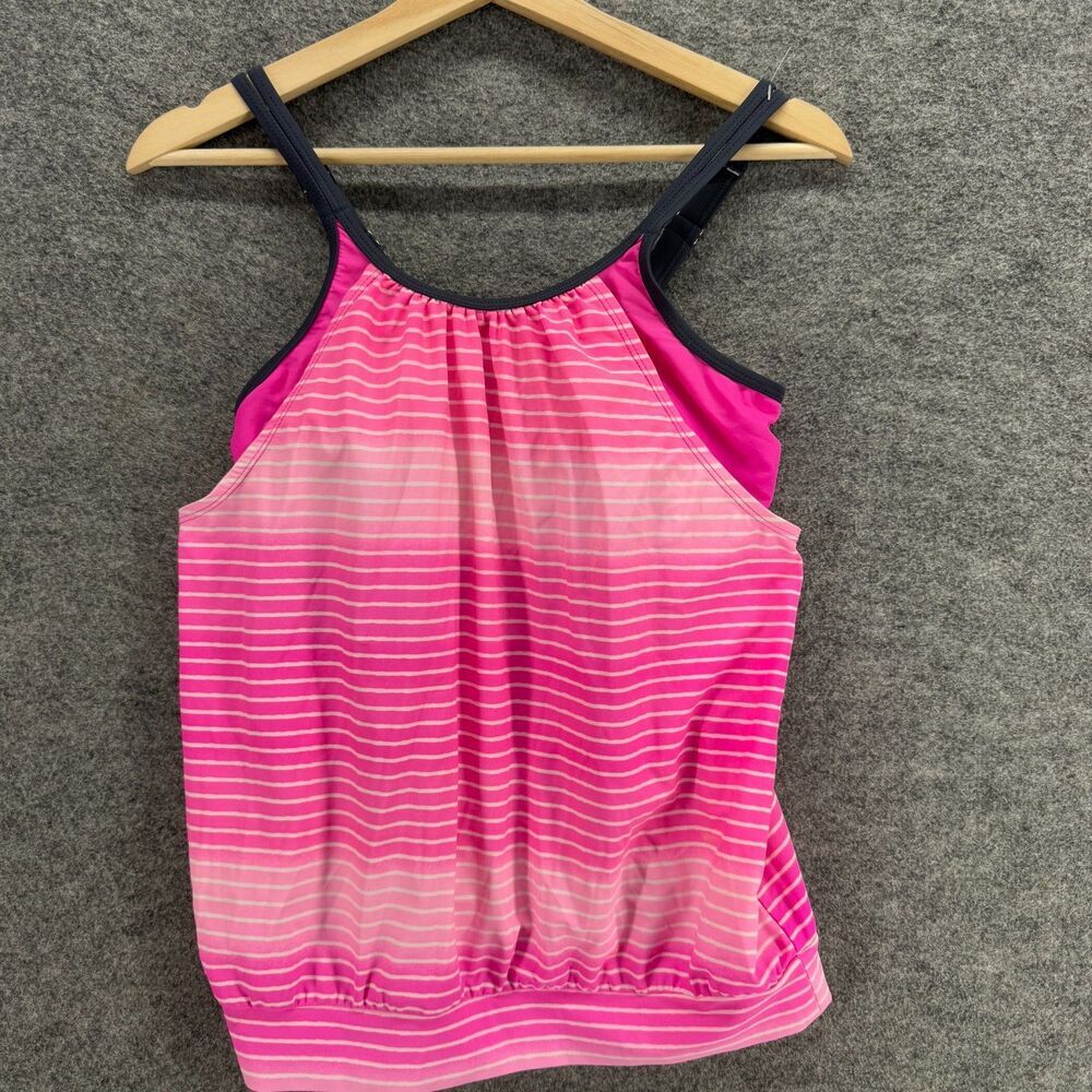 Unbranded Activeweaer Top Women M Medium Pink Striped Sleeveless Push Up Lined